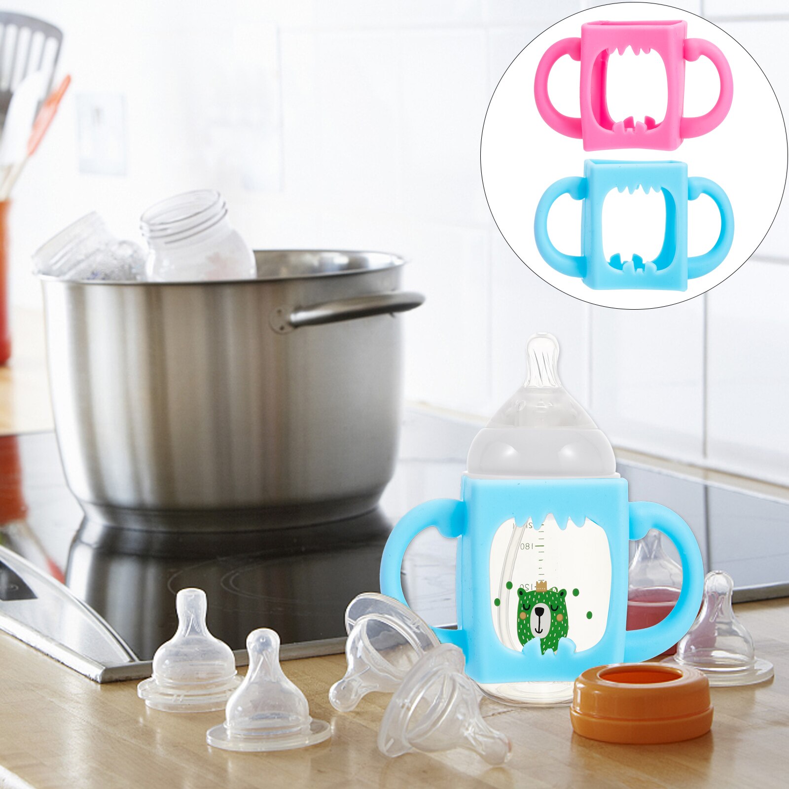 4 stücke Tasse Griff Kleinkind Baby Flasche Griffe Baby Ätherisches Flasche Halfter für Baby