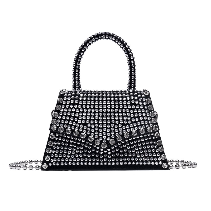 Luxus diamanten Frauen handtasche Abend Tasche Kette Schulter Umhängetaschen für Frauen Strass Party Hochzeit Geldbörse: Silber- klein