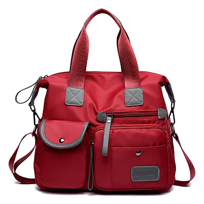 Wasserdichte Frauen Nylon Oxford Handtasche Damen Tote Tasche lässig Nylon Schulter Tasche Mumie Tasche Große Kapazität Leinwand Tasche: rot