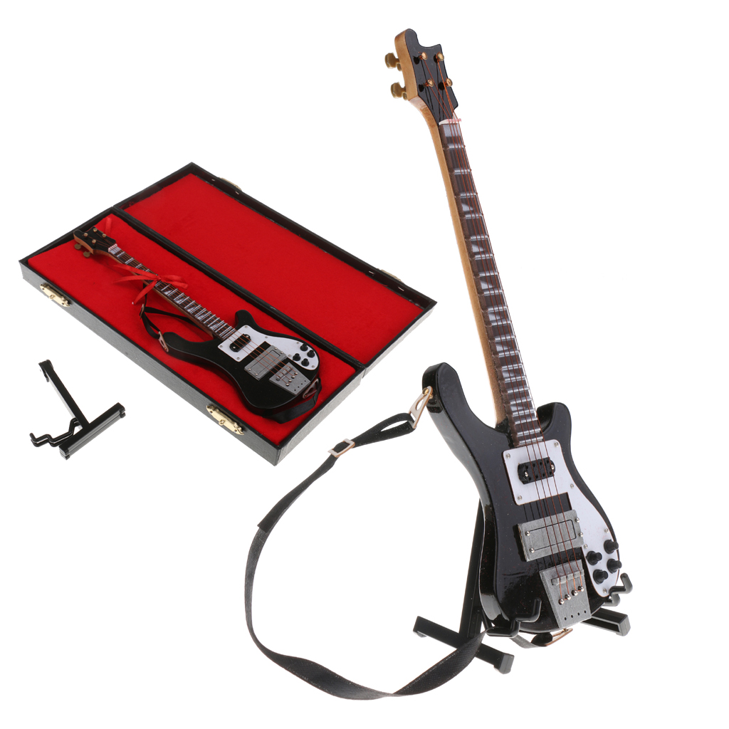 Modelo de Bajo Eléctrico de madera 1/6, Miniatura Musical para figuras de acción: Black