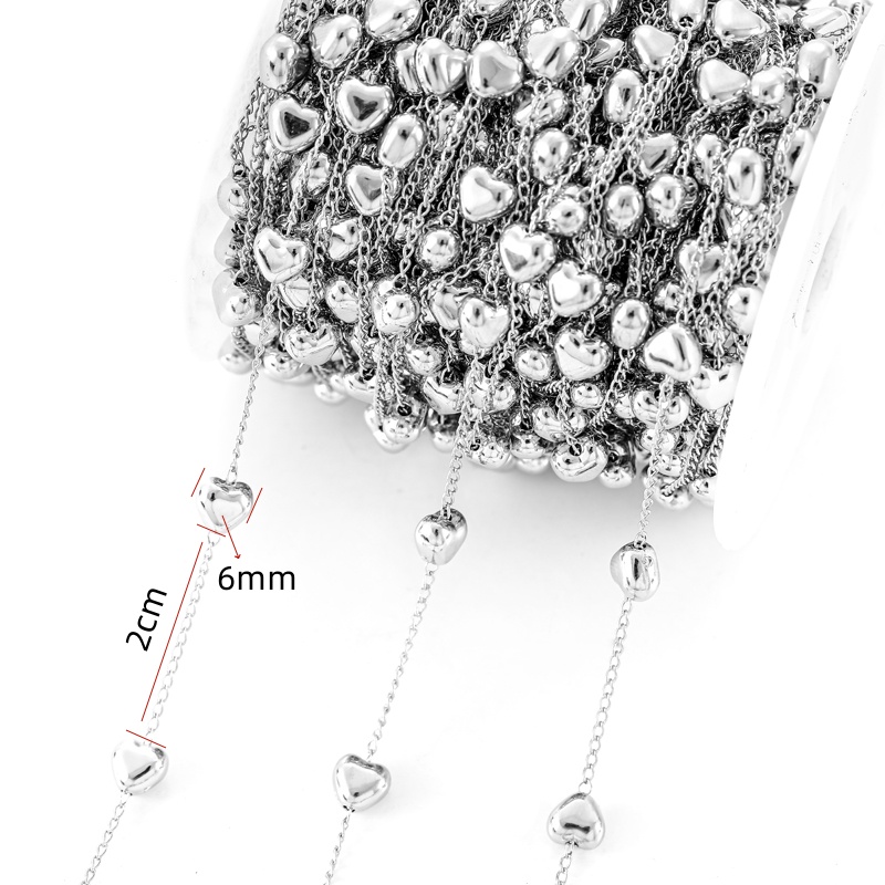 1-metrowy łańcuszek 6 mm CCB Heart Star Bead Miedziany łańcuszek do bransoletki Naszyjnik Okulary Łańcuchy antypoślizgowe DIY Ręcznie robiona biżuteria Y24: WHITE