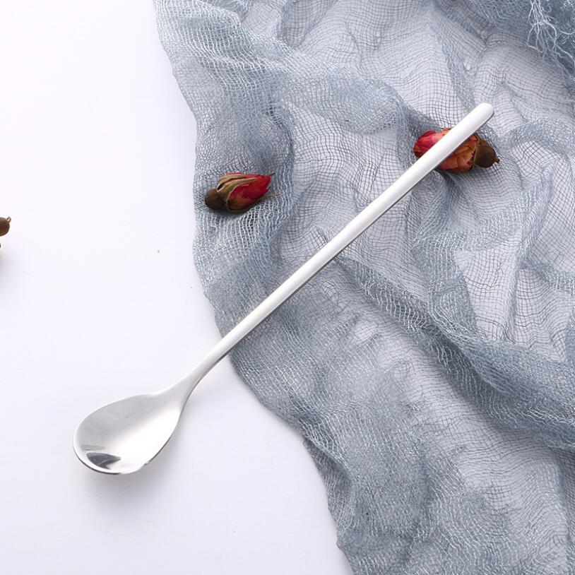 304 stainless steel tableware stirring coffee milk tea spoon dessert bar long ice spoon long handle honey spoons: 04