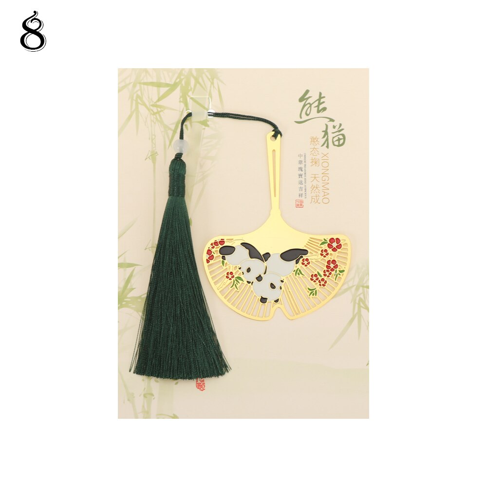 Nette Panda Metall Lesezeichen Anhänger Hohl Lesezeichen Buch Quaste Pagination Chinesischen Stil Lesezeichen Kinder Büro Schule Schreibwaren: 8
