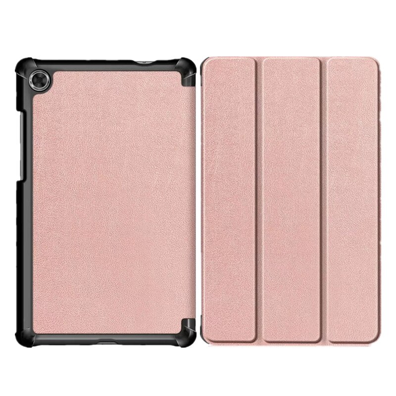 3- opvouwbare magnetische hoes voor lenovo tab  m8 tb-8505f tb -8505x 8.0 inch tablethoes voor lenovo tab  m8 hoes + film + stylus: Roségoud
