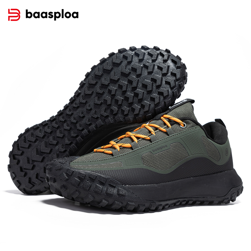 Baasploa Men Hiking Shoes Anti Splash Water Outdoor Sneakers for Men Comfort Casual Sneakers Male Non-Slip Wear Resistant