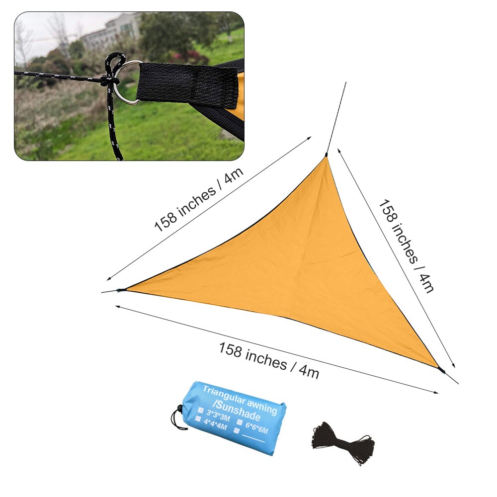 4M Triangle Sun Shelter Sunshade Garden Patio Pool Camping Awning Outdoor Canopy Shade Tarp Large Travel Awning Sunshade Gazebo