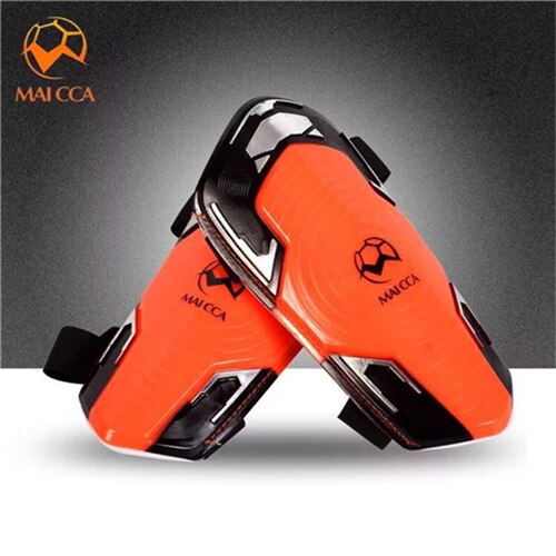 Maicca profissional caneleiras de futebol protetor de perna de futebol shin guard jogador formação luz espuma macia esportes equipamentos jogo: Laranja