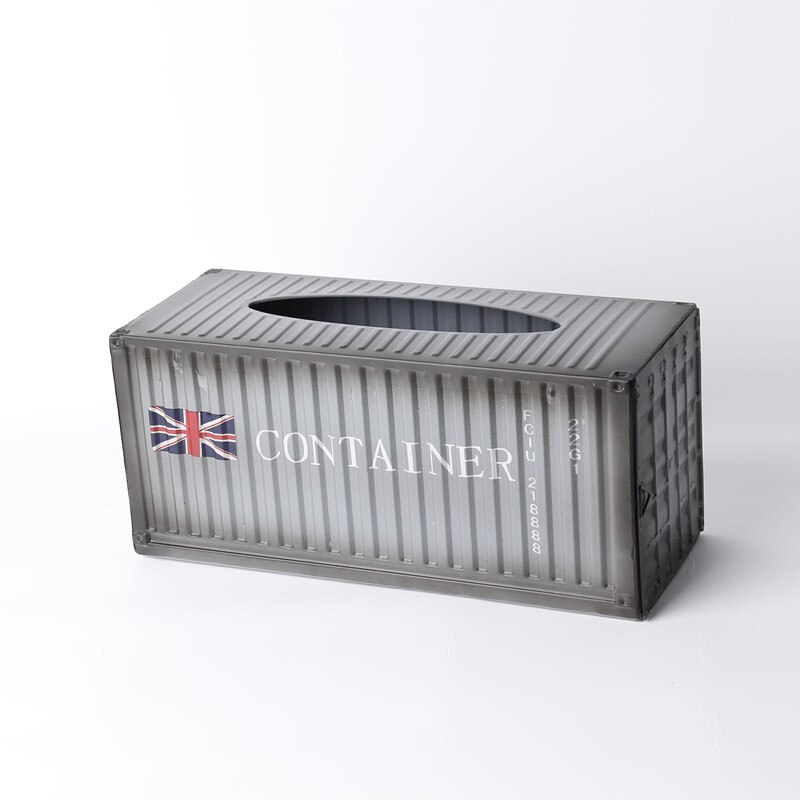 Tissue Box Iron Retro Arts Iron Decoration Container Antique Classical Container Model Case Box: Grey