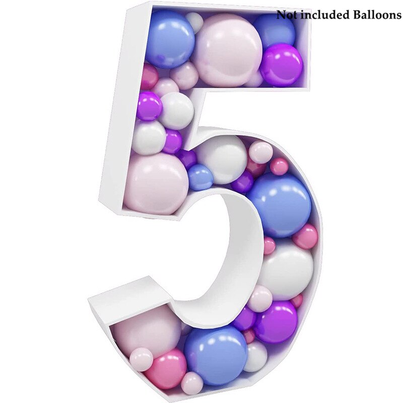 Gør-det-selv 73cm store tal ballon påfyldningsboks ballon stativ fødselsdagsfest dekoration jubilæum baby shower ballon nummer box ramme: 5