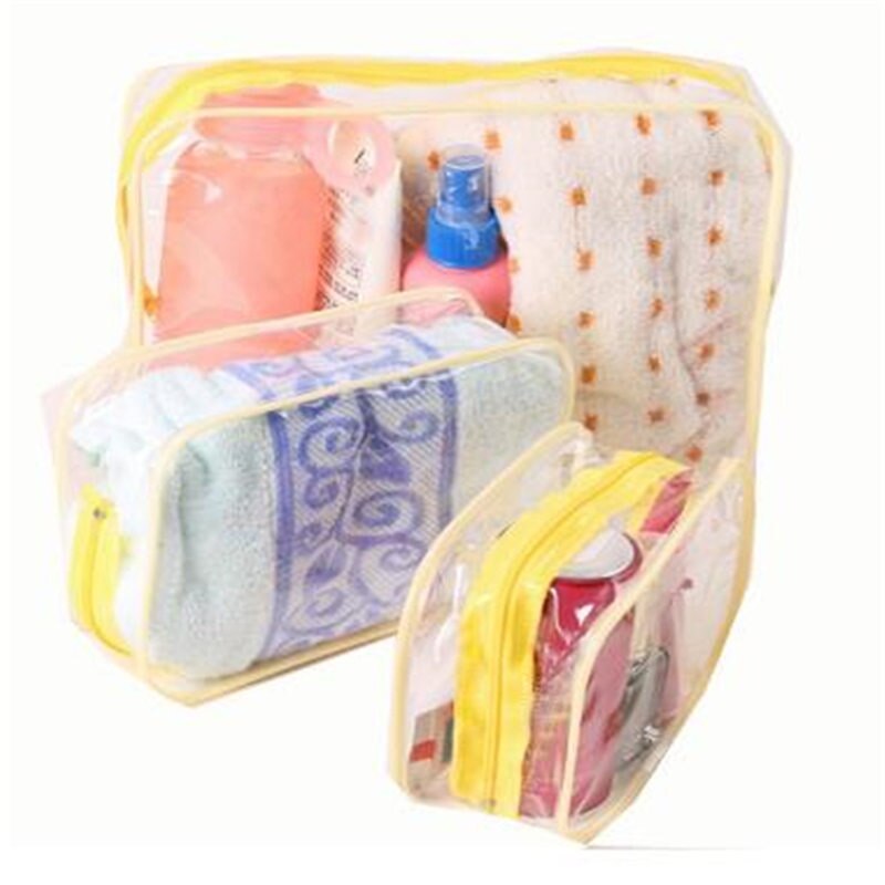 Pvc Cosmetische Zakken Vrouwen Transparant Clear Make-Up Tas Travel Organizer Bad Wassen Tote Beauty Opslag Rits Pouch Make Up Case: Yellow / Small