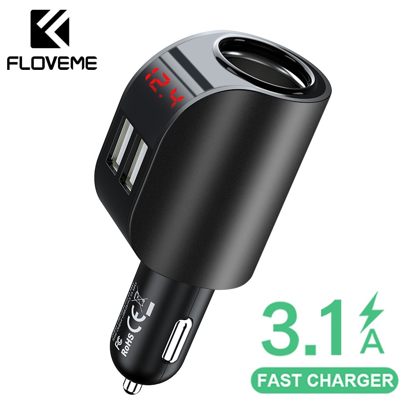 FLOVEME 3.1A USB Autolader Mobiele Telefoon Auto Chargeur Charger USB Fast Quick Opladen Autolader 12V Voor iPhone samsung Xiaomi