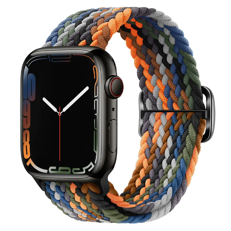 Bracelet à boucle tressée pour Apple Watch Band, Bracelet en nylon élastique, 44mm, 40mm, 49mm, 45mm, 41mm, 46mm, 42mm, iWatch Series 10, 9, 8, SE, 6, 7 Ultra: Céleste sarcelle / 14mm