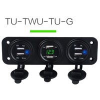 6 usb stik bil oplader adapter 2.1a & 2.1a led voltmeter stikkontakt til marine bil båd trailer autocamper motorcykel vandtæt: Grøn