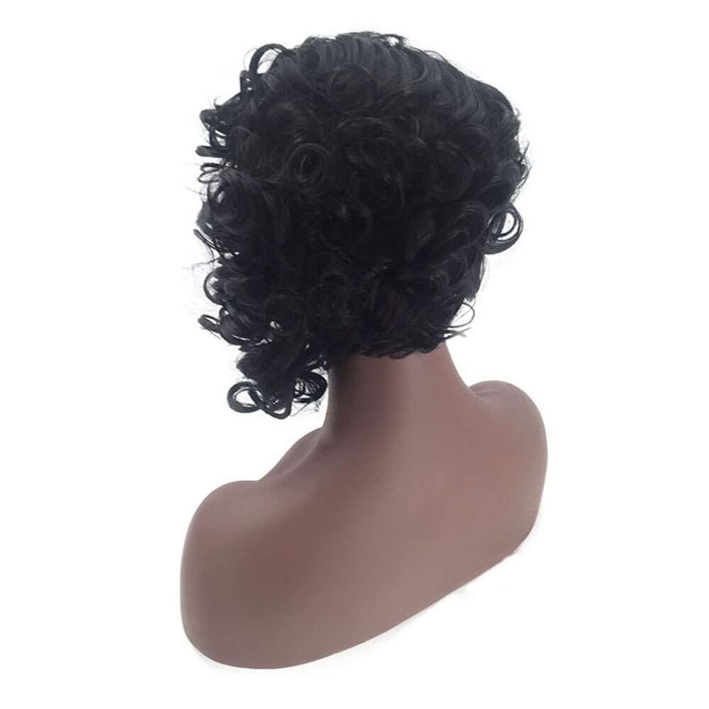 SiNuo Short Black Loose Wavy Wigs with Bangs for Woman Natural Synthetic Mechanism Perruques Heat Resistant Hair Side Part Wigs
