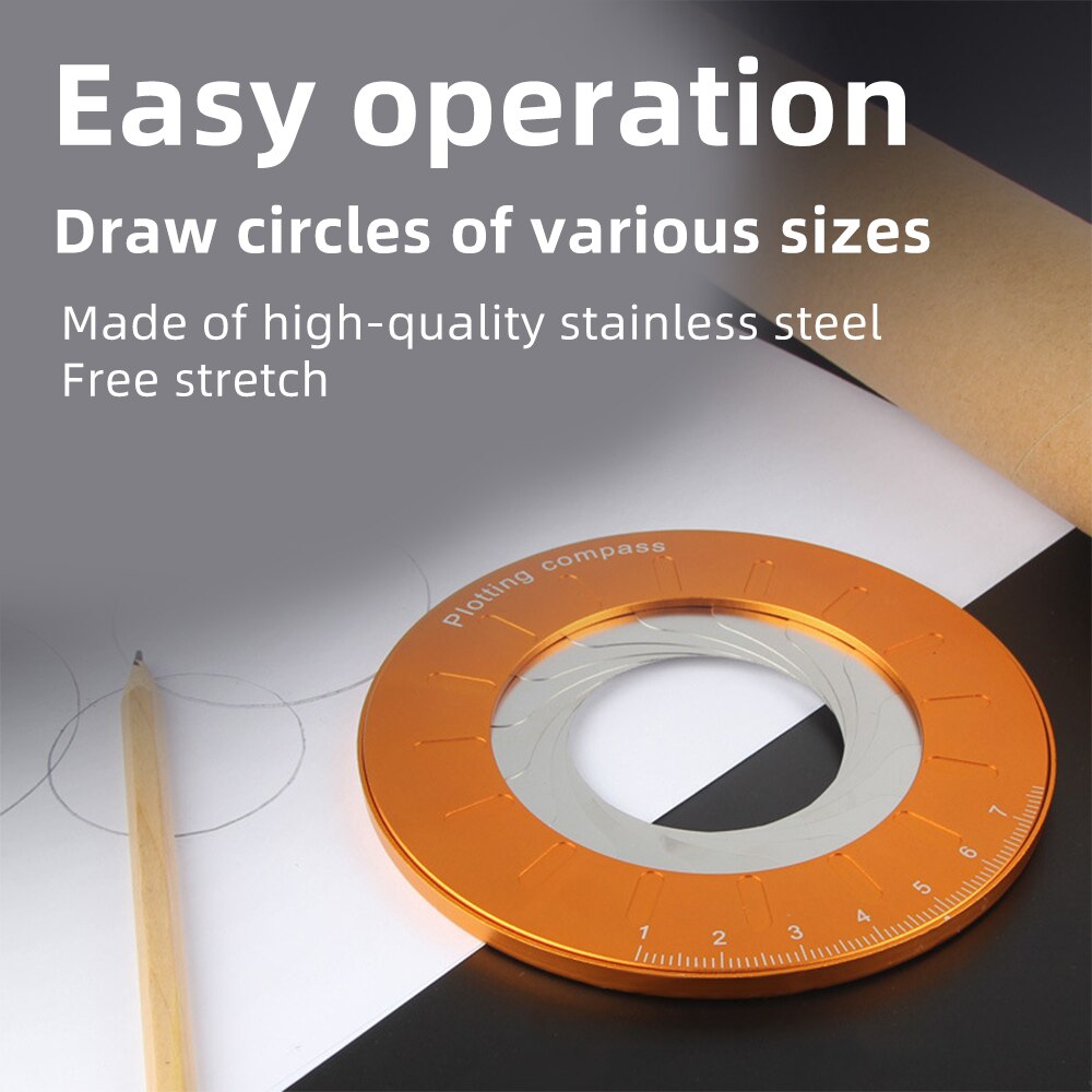 Round Stainless Steel Adjustable Circle Drawing Tool School Ruler Geometry Compass Drawing Compas for Woodworking