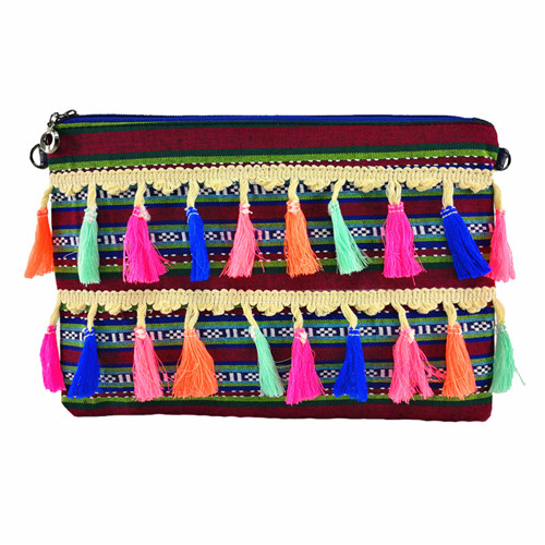 Di marca di Tela di Canapa delle donne borse fatto a mano Della Nappa Della Catena Della Frizione Borsa Boho borsa A Tracolla Vintage ▾ borse Crossbody: Figure 4