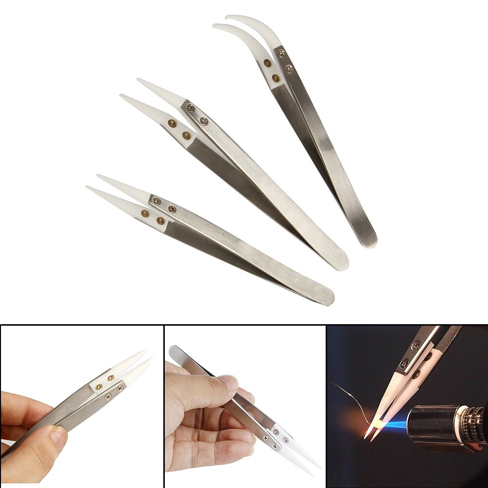 3 Type pince à épiler en céramique résistant à la chaleur 1000 degrés nouvelle pince à épiler Non conductrice outils à main de