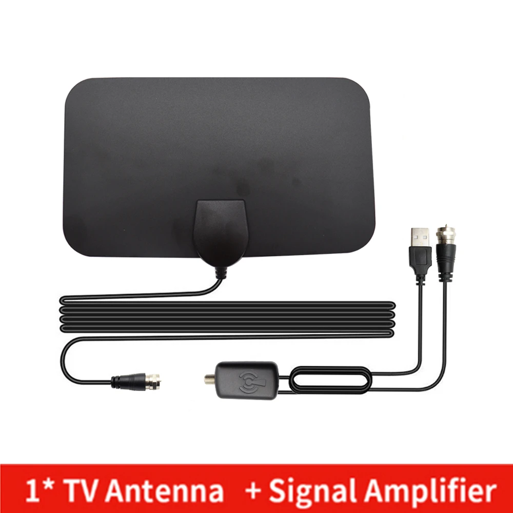 TV Antenna 4K 25DB High Gain HD TV DTV Box Digital EU Plug 3000 Miles Booster Active Indoor Aerial Flat: Silver