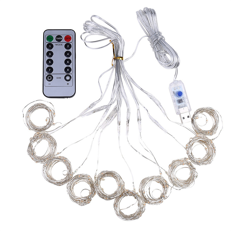 Guirnalda de luces LED para cortina, decoración navideña interior alimentada por USB con Control remoto, luz navideña, luces de para dormitorio y boda