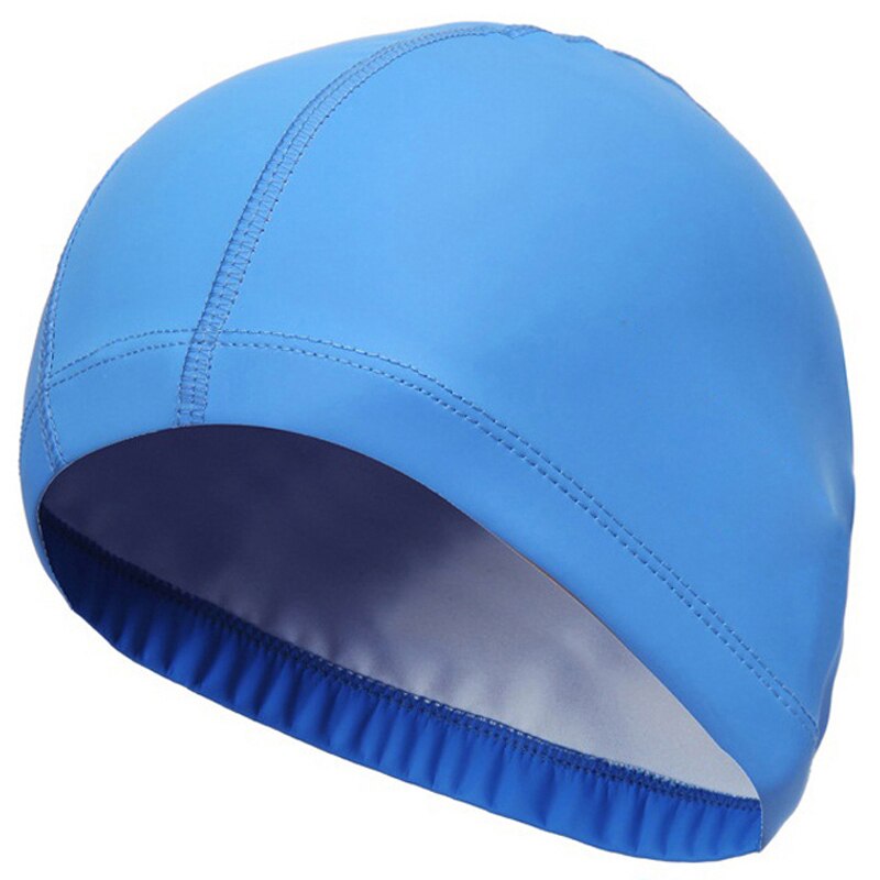 Swimming Ring Elastic Waterproof PU Fabric Protect Ears Long Hair Sports Swim Pool Hat Swimming Cap for Men & Women: Blue