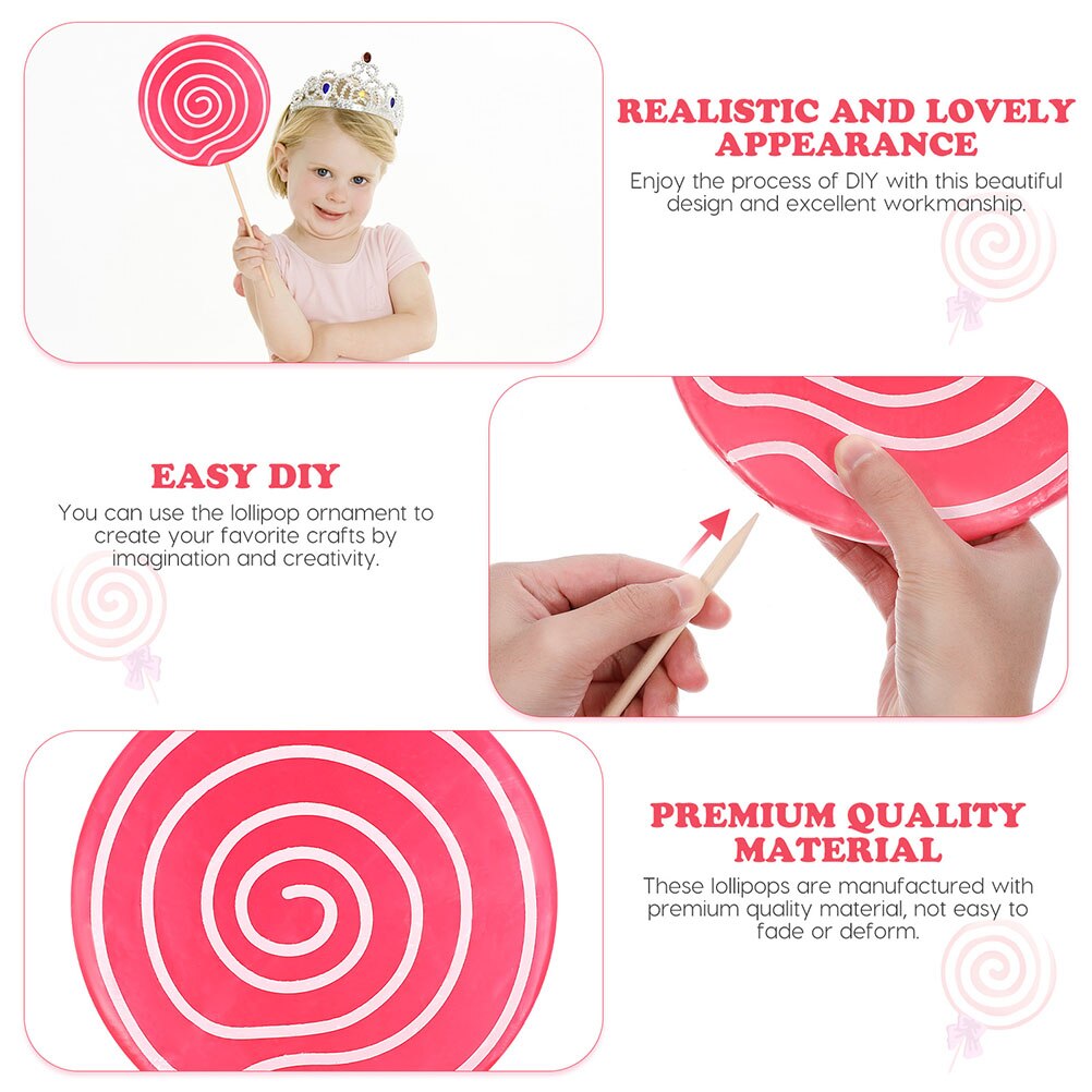 2Pcs Photography Props Unique Simulation Lollipop Decors Scene Decors
