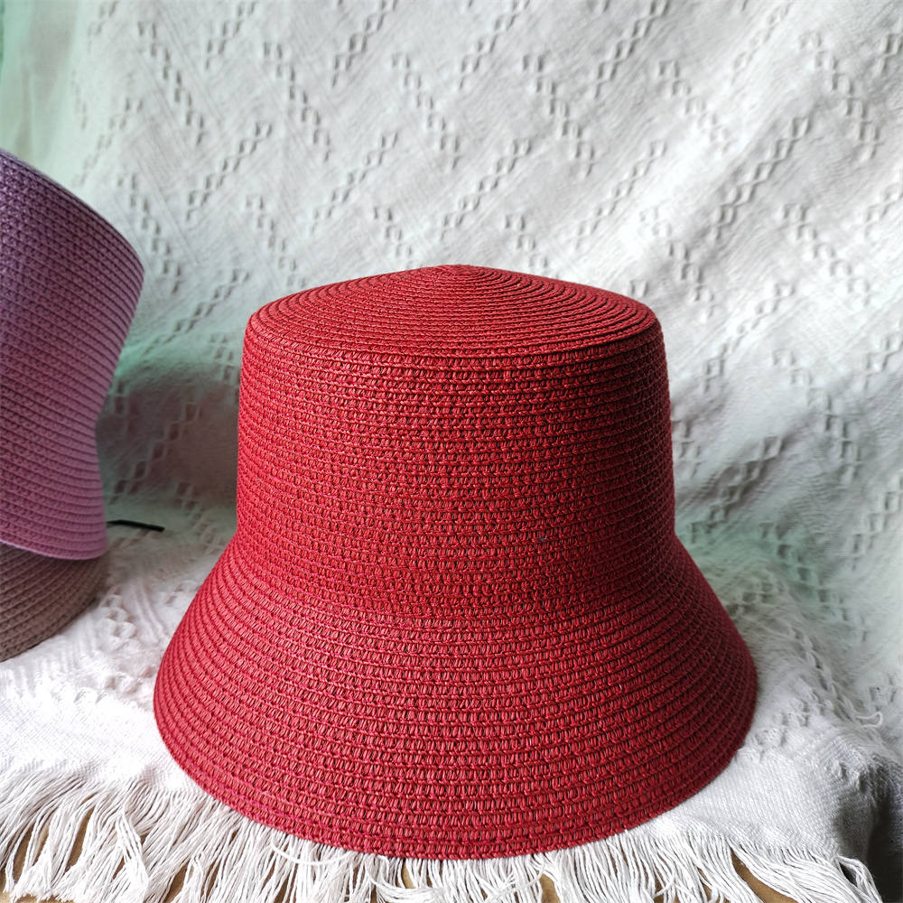 Chapéu de palha colorido para mulheres e homens Chapéu de balde de praia Chapéu de sombrinha resistente a UV Acessórios em corrente Moda Verão: Lavanda