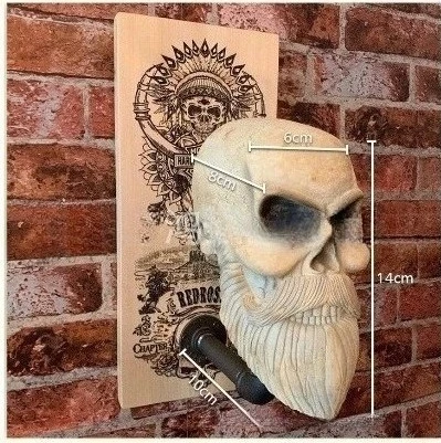 1 stk. kul hodeskalle motorsykkelhjelmholder veggmontert voksen hjelmhenger frakkoppbevaring sykkelhjelmholder veggdekor: Svart