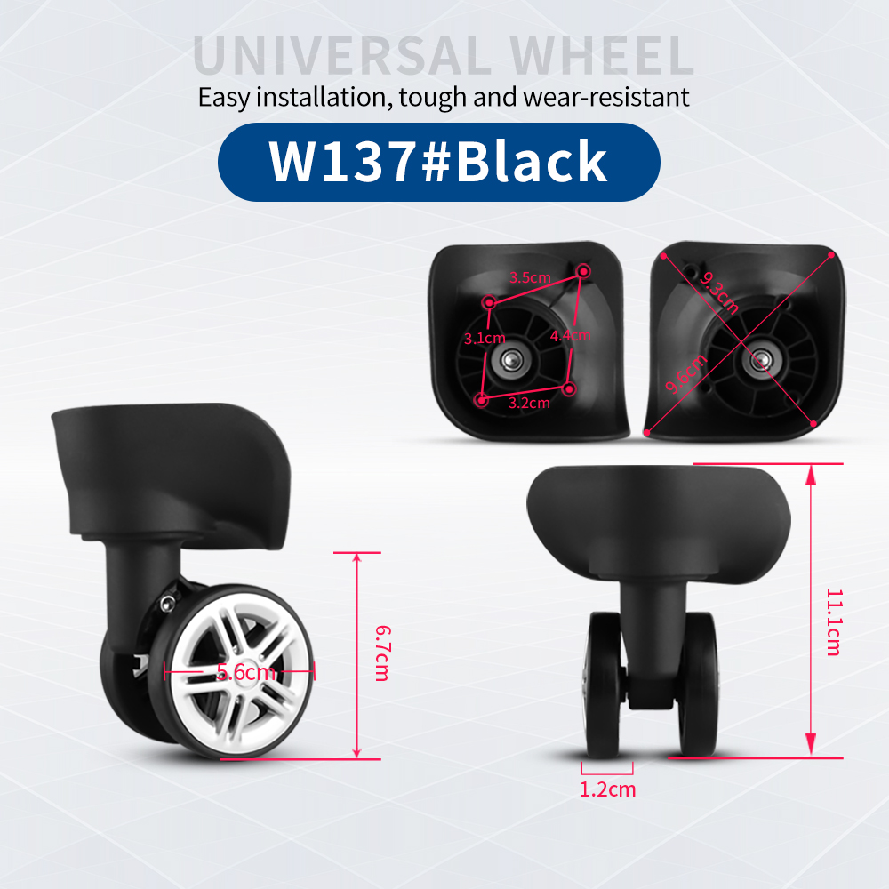 Valise à roulettes universelle, accessoires de roue, pièces de rechange pour valise, roue à bagages, entretien universel P: Black