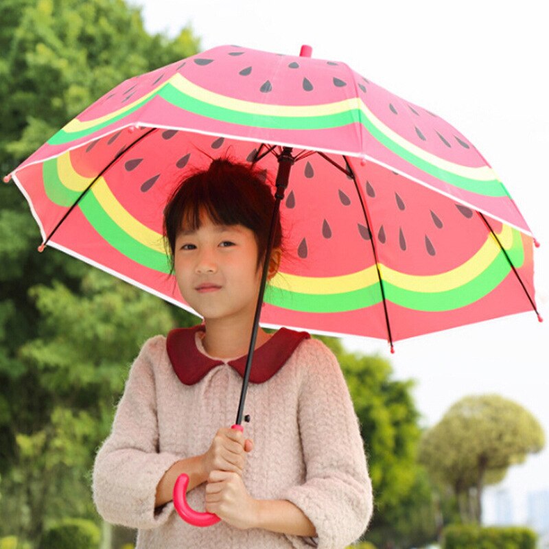 Cute Fruit Children Umbrella Long-handled Manually Kids Umbrella Fashionable Boys Girls Watermelon Strawberry Umbrella