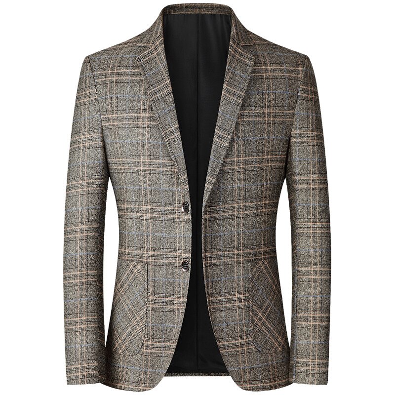 Veste de costume pour homme, Blazer fin, style anglais, à carreaux, style Business décontracté, pour mariage, BSX103: YELLOW / M