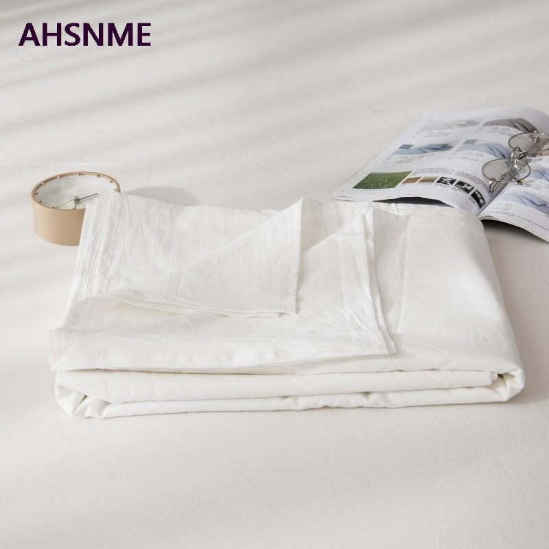 Ahsnme 100% Katoenen Lakens Speciale Rimpel Ambachtelijke Super Zacht Zuiver Wit Cool Zomer Eenvoudige Platte Lakens 160x24 0/240x25 0/245x270cm