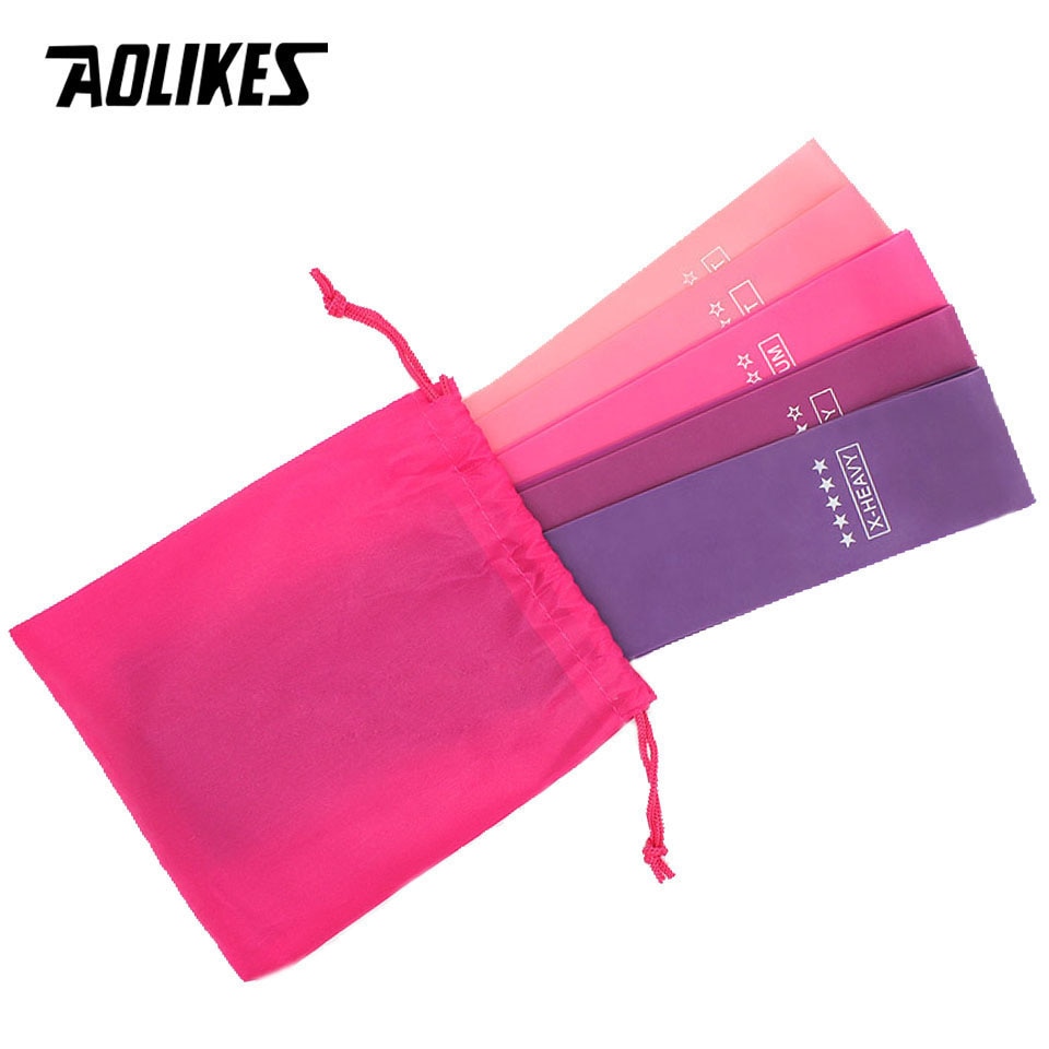 AOLIKES-Bandas de resistencia para entrenamiento físico, 5 unidades, para Fitness, gimnasio, fuerza, deporte Pilato, goma, Fitness, Mini bandas para Crossfit