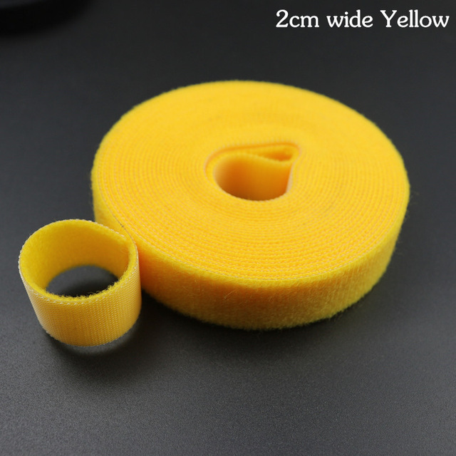 3 M Reusable Nylon Adhesive Fastener Tape Back to Back Power Wire Hooks Loops Fasteners Cable Ties Curtain Straps Magic Tape: 2CMx3M Yellow