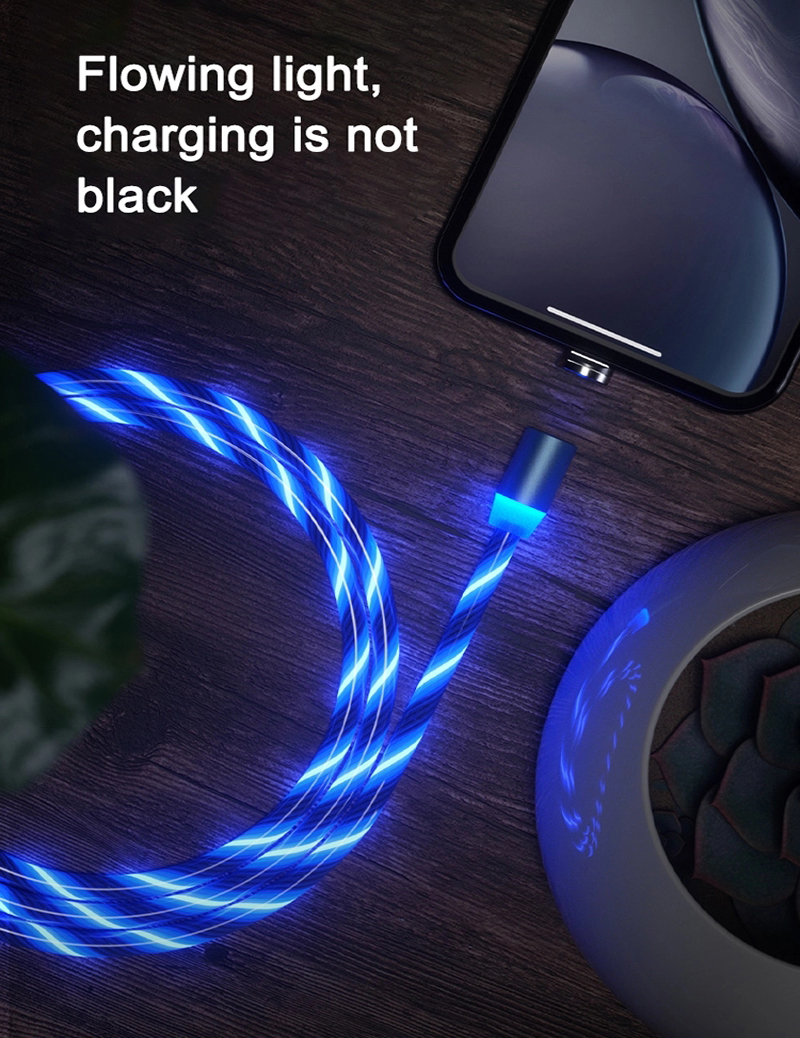 Cable magnético de luz LED, Micro USB, para Samsung tipo C, Xiaomi, iPhone