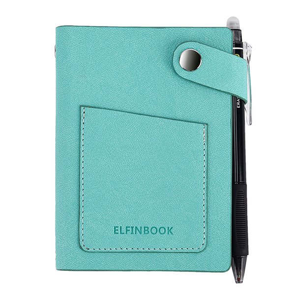 Elfinbook Mini Smart Reusable Notebook Diary Notepad Vintage Leather Elinbook Paper Note Book Stationery Traveler Journal: Light Green