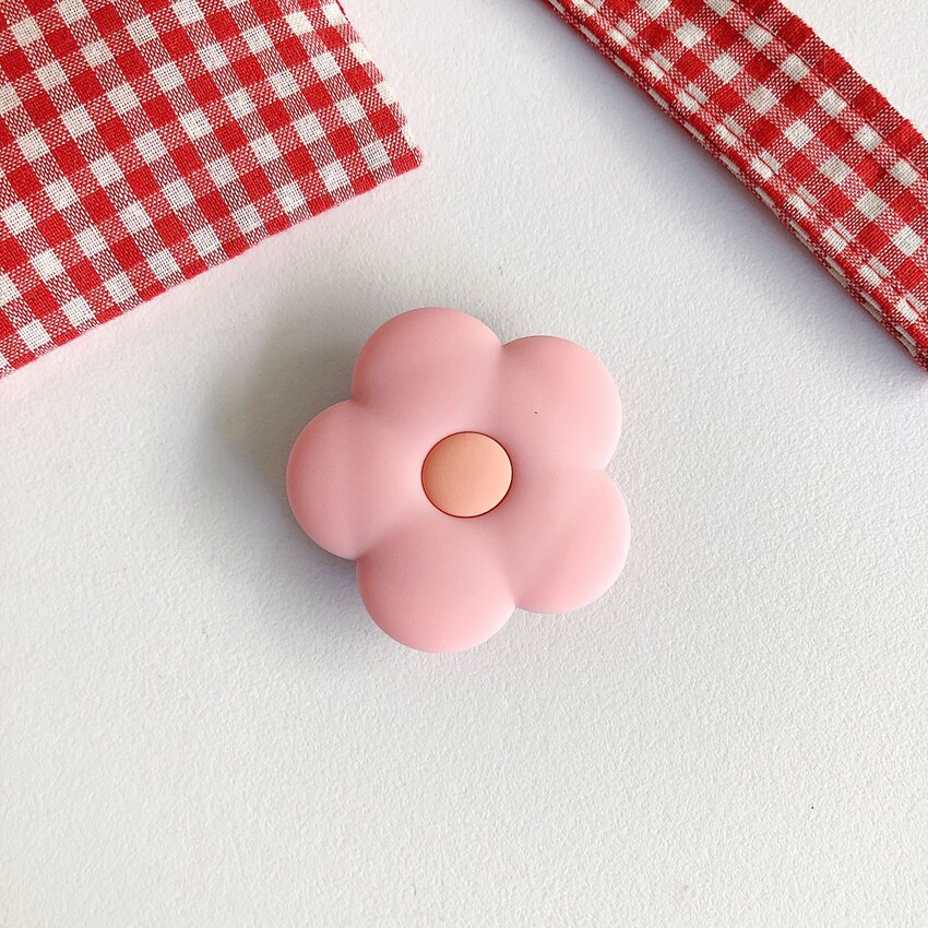 1PCS Cute Cat Paw Colorful Flower Phone Ring Holder Finger Ring Buckle Anti-Fall Foldable Bracket Universal Phone Stand: Pink Flower
