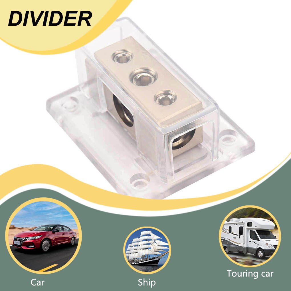 2-way Automobile Ground Cable Splitter Portable Detachable Safe Transparent Ship Distributor Distribution Block