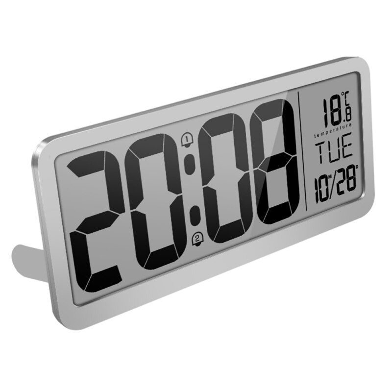 Adjustable Volume Battery Powered Digital Wall Clock With 2 Alarm Settings Large LCD Screen Display Clock 1Pcs