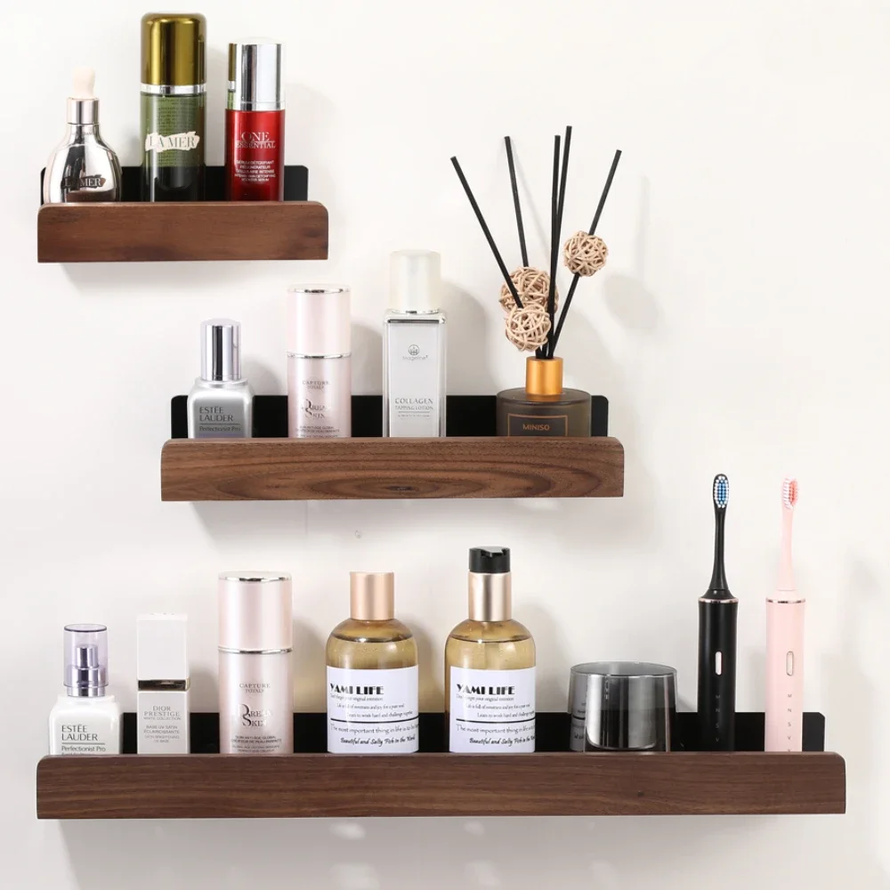 Houten Badkamerplank, Opberghouders Rek Aan De Muur Gemonteerde Badkamerplanken, Opbergrek Voor De Badkamer