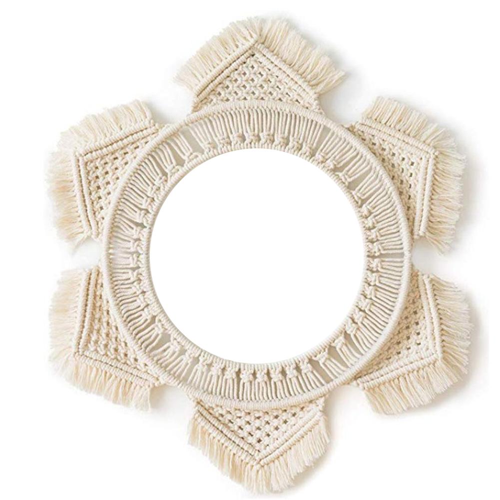 Rattan Dressing Mirror Innovative Art Decor Round Mirror Living Room Wall Hanging Mirror Bathroom Decoration Makeup Mirror