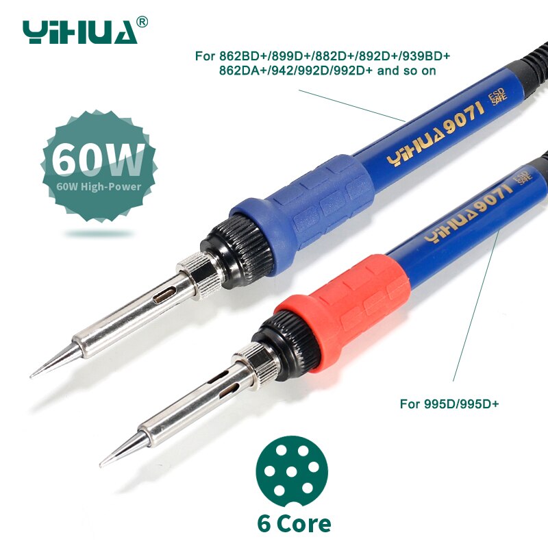 YIHUA 907I Soldering iron 75W Hakko heater soldering iron red for 995D blue for 862BD 992D soldering station handle repair tools