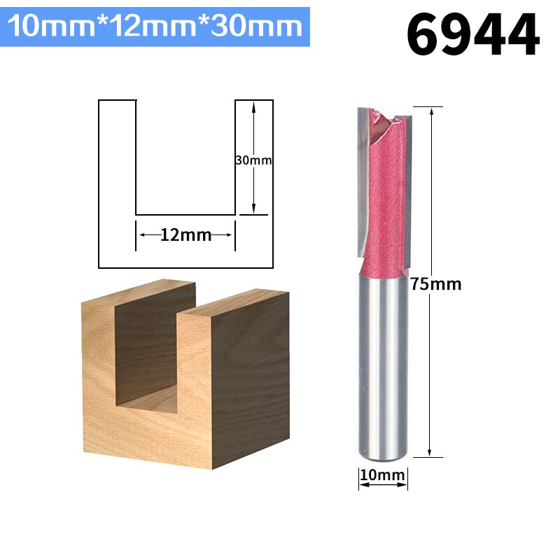 Huhao 1 stk fræser til træ 6mm 8mm 10mm 12mm industrielt lige bor træbearbejdningsværktøj wolfram endefræser: 10mm x 12mm x 30mm