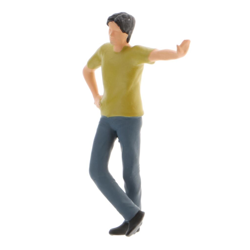 1/64 Gli Uomini Figura Scena Carattere Street Persone Modello Treni in miniatura Architettonica Layout di Decorazione per la Casa Delle Bambole: Green Shirt