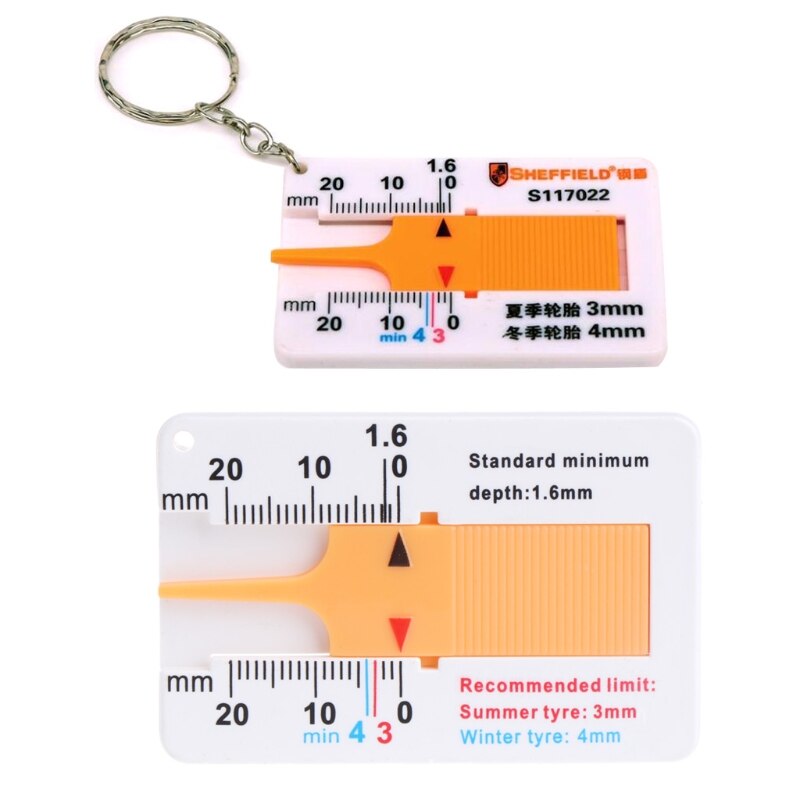 Tyre Tread Depth Gauge Car Motorcycle Trailer Wheel Keychain Measure Tool