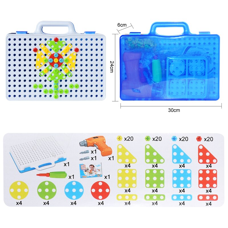 Kids Elektrische Boor Moer Gemonteerd Match Tool Diy Model Kit Building Educatief Blokken Sets Speelgoed Voor Jongens Kinderen