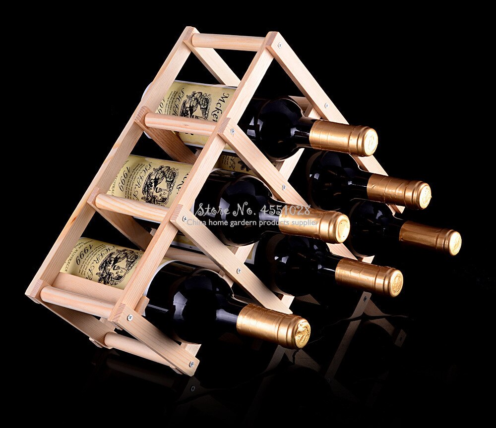 Home wood folding wine rack wine rack 3/6/10 bottle folding wine rack