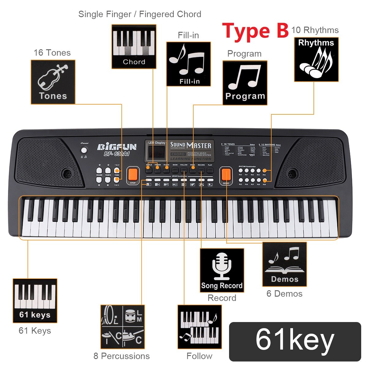 49 / 61 Keys Electronic Keyboard Piano Digital Music Key Board with Microphone Children Musical Enlightenment
