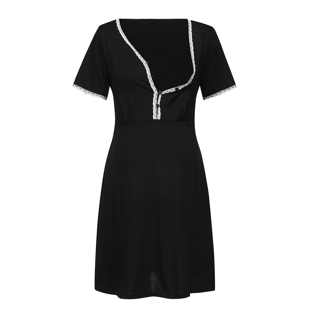 Schwangerschaft Patchwork Pflege Kleider Kleidung V-ausschnitt frauen Mutterschaft Kurzarm Kleid Stillen Nachthemden Kleidung