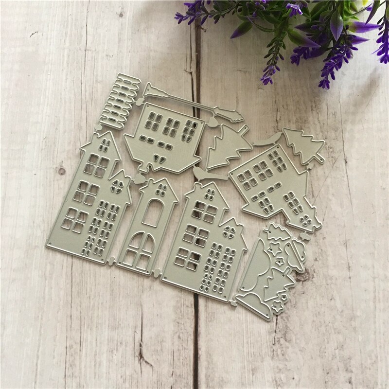 Stansmessen Kerst Huis Scrapbooking Sterft Metalen Ambachten Postzegels Embossing Maken Kaarten Decor