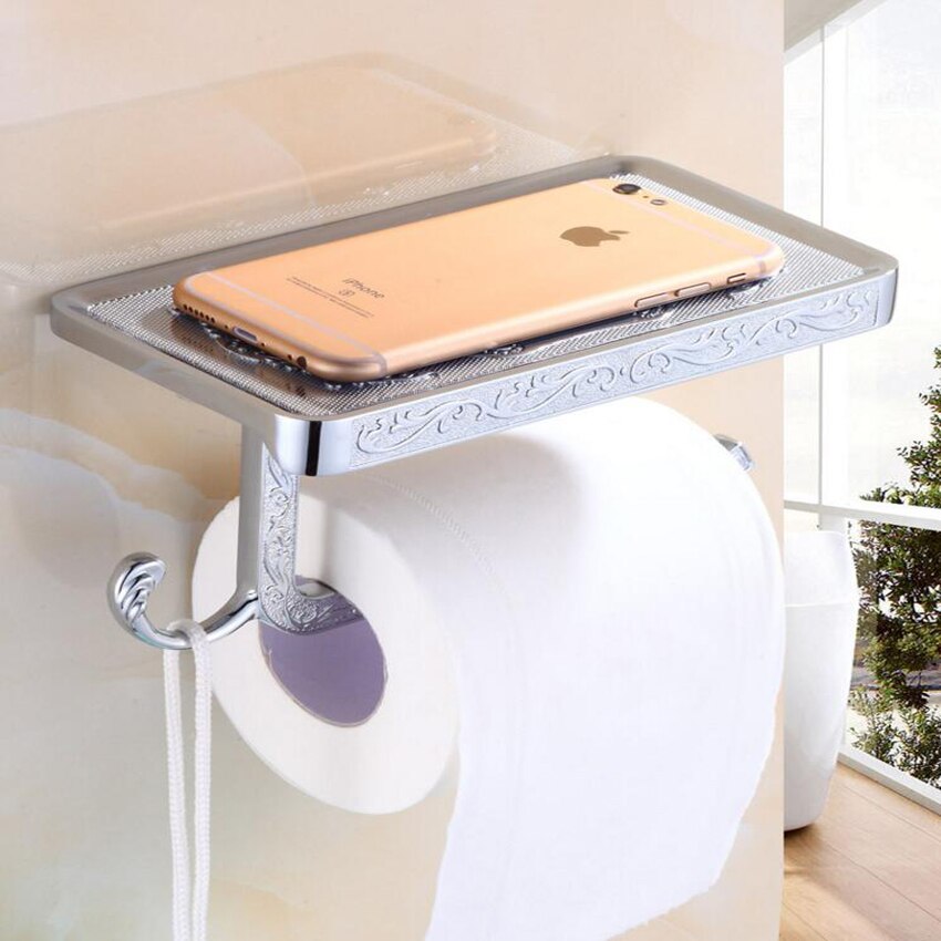 Aluminiumslegering antik bronze og sølv toiletpapirholder badeværelse mobil holder wc stang toiletpapir holder